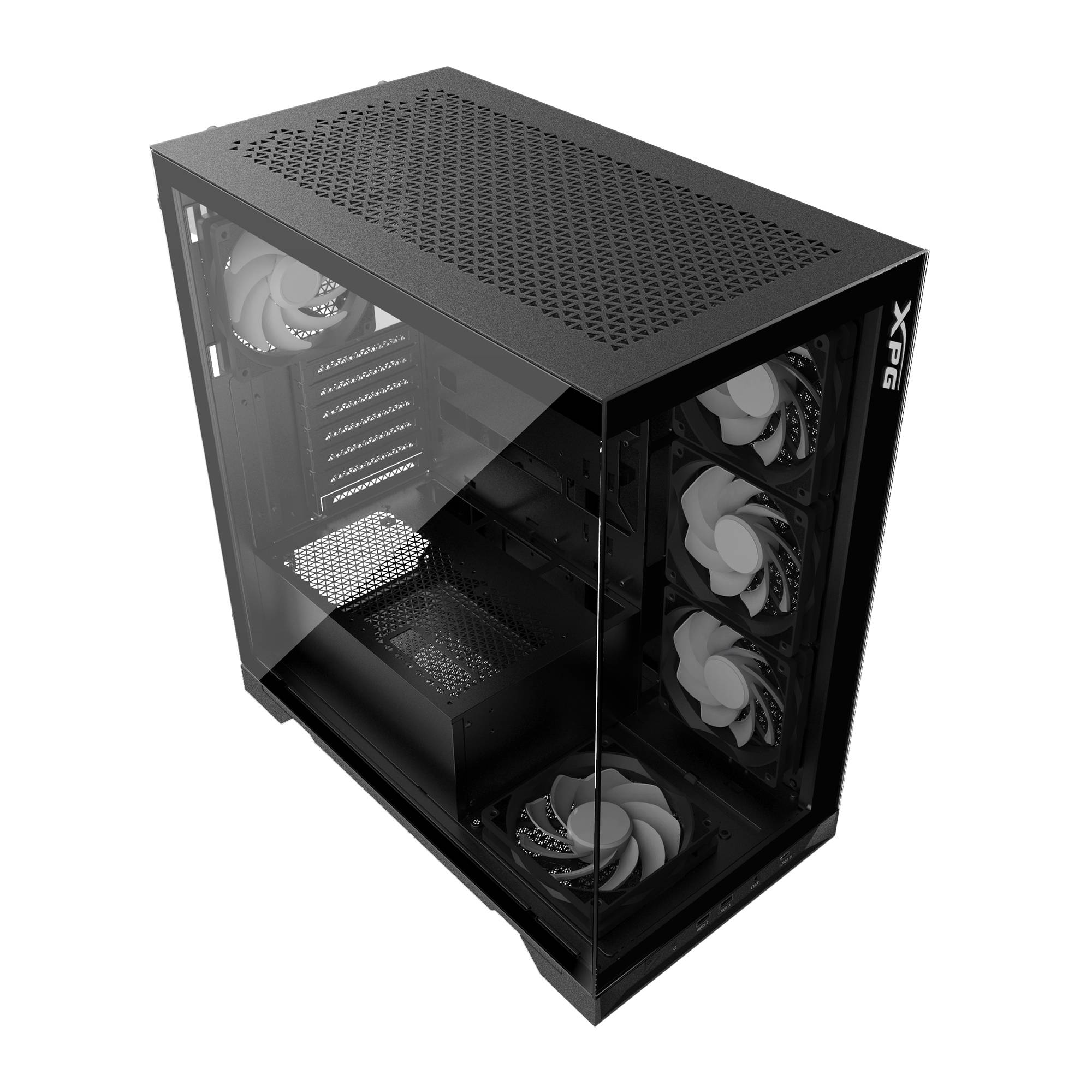 Gabinete GAMER XPG INVADER X Media torre (ATX - Micro-ATX y Mini-ITX) Panel frontal y lateral vidrio templado. Ventiladores incluidos. INVADERXMT-BKCWW Gabinete GAMER XPG INVADER X Media torre (ATX - Micro-ATX y Mini-ITX) Panel frontal y lateral vidrio templado. Ventiladores incluidos. INVADERXMT-BKCWW